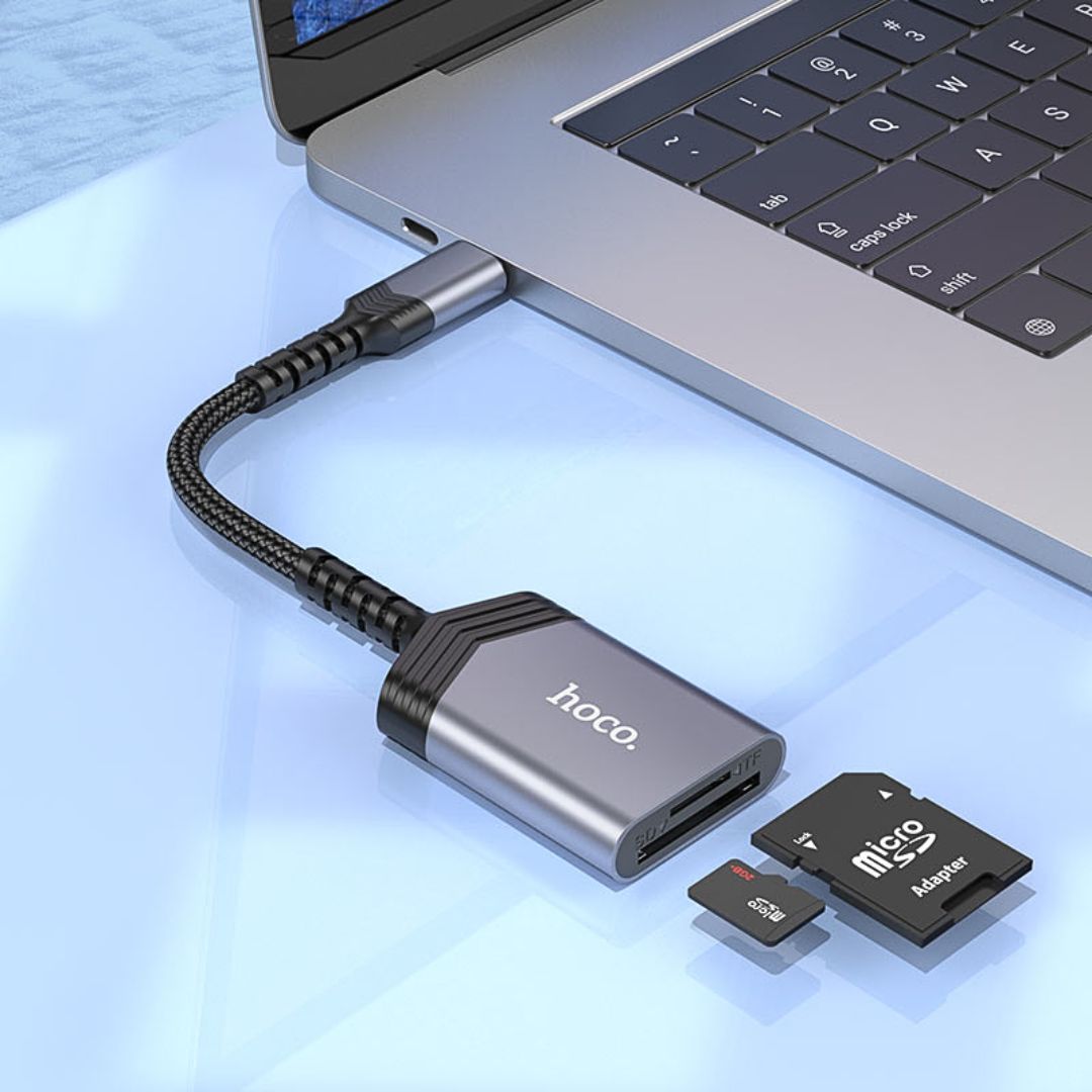 Lector de Tarjetas USB Tipo C a SD y Micro SD Hoco UA25 OTG 480 Mbps hasta 2TB