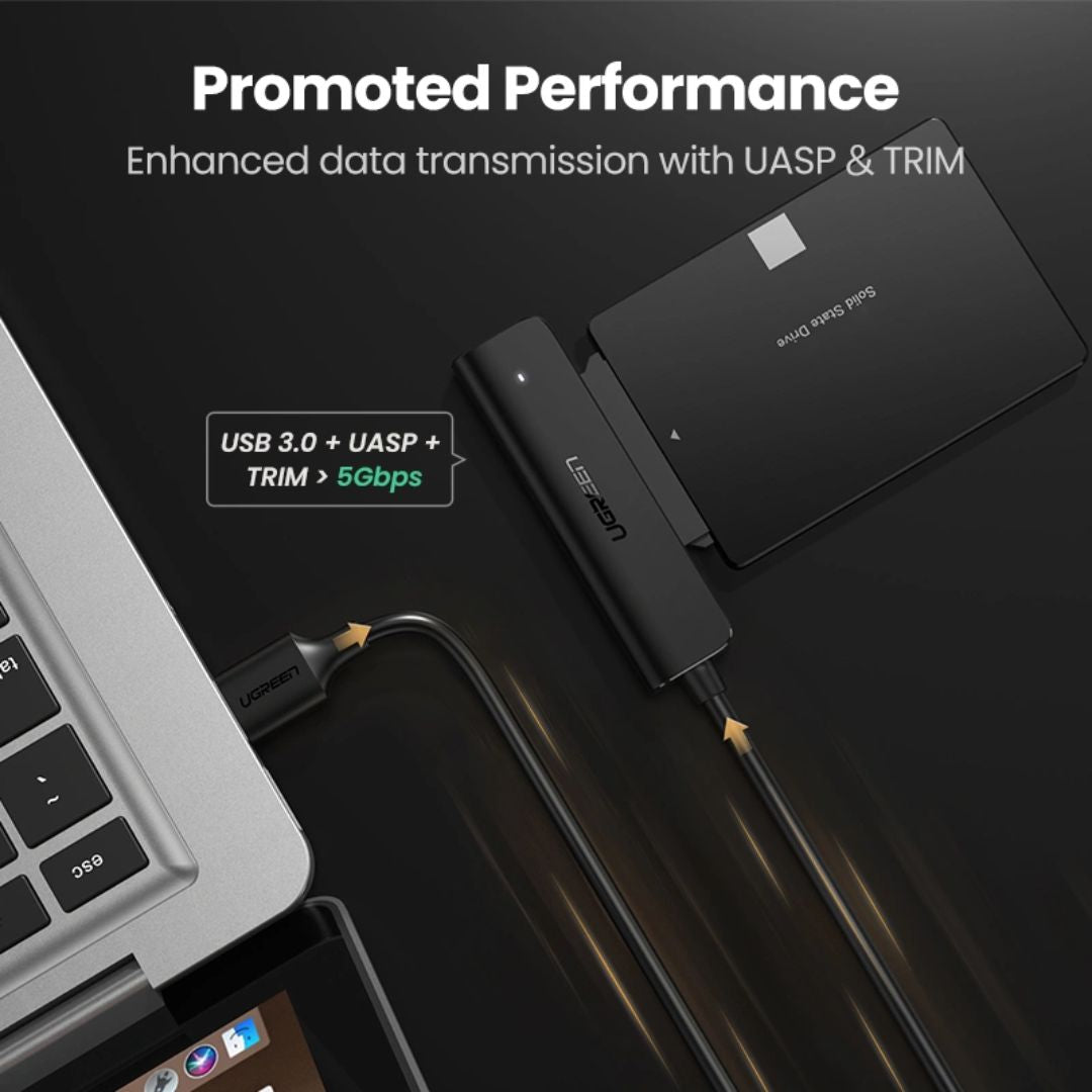Adaptador USB 3.0 a SATA UGREEN CM321 para HDD SSD 2.5" con UASP 5Gbps