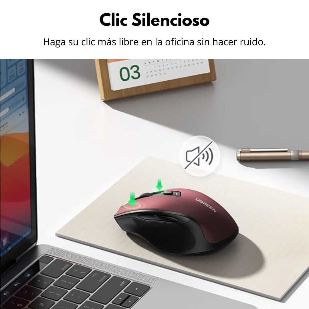 Mouse Inalámbrico UGREEN MU006 Bluetooth 2.4G 4000 DPI Silencioso