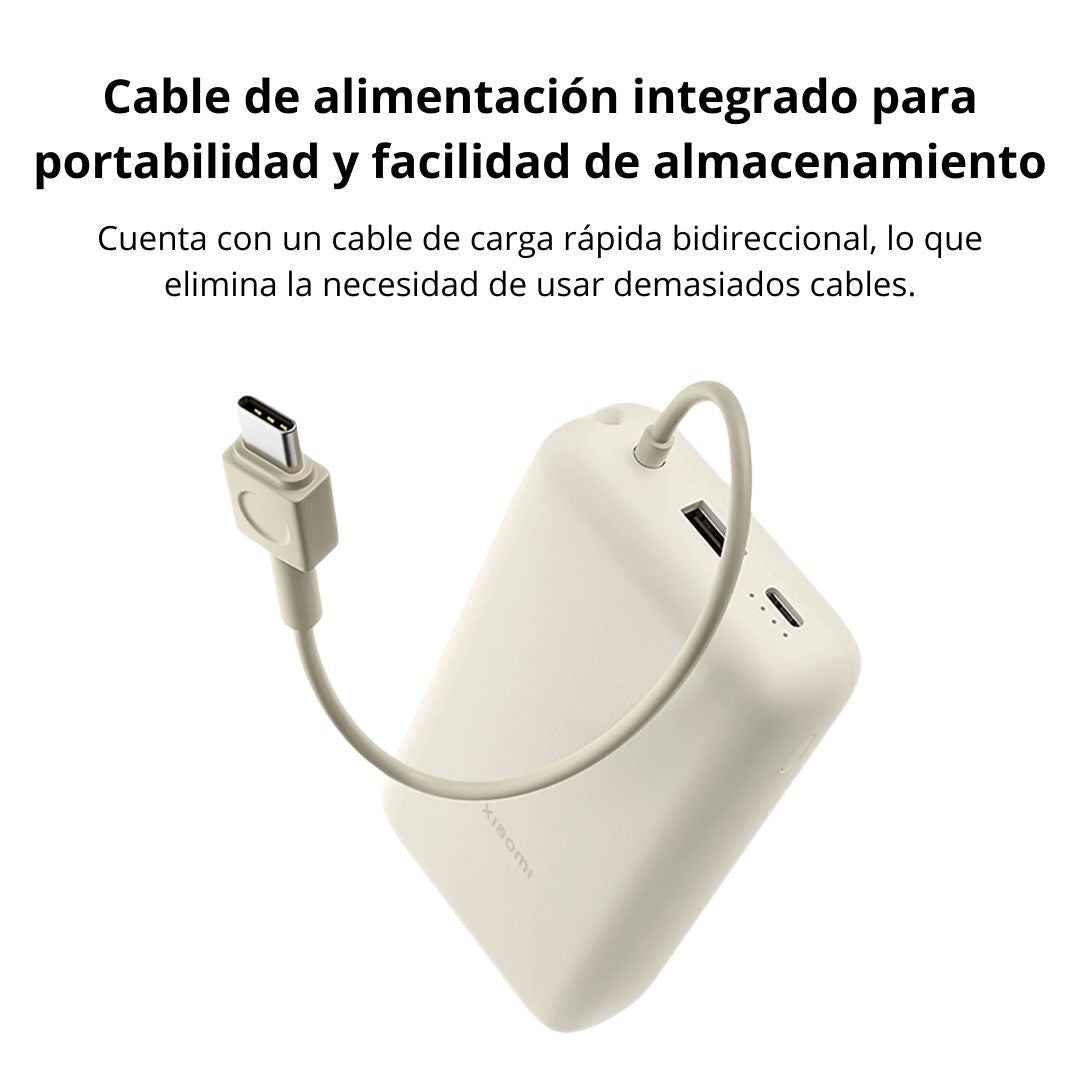 Power Bank Xiaomi 20000mAh 33W con Cable USB-C Integrado y Carga Rápida