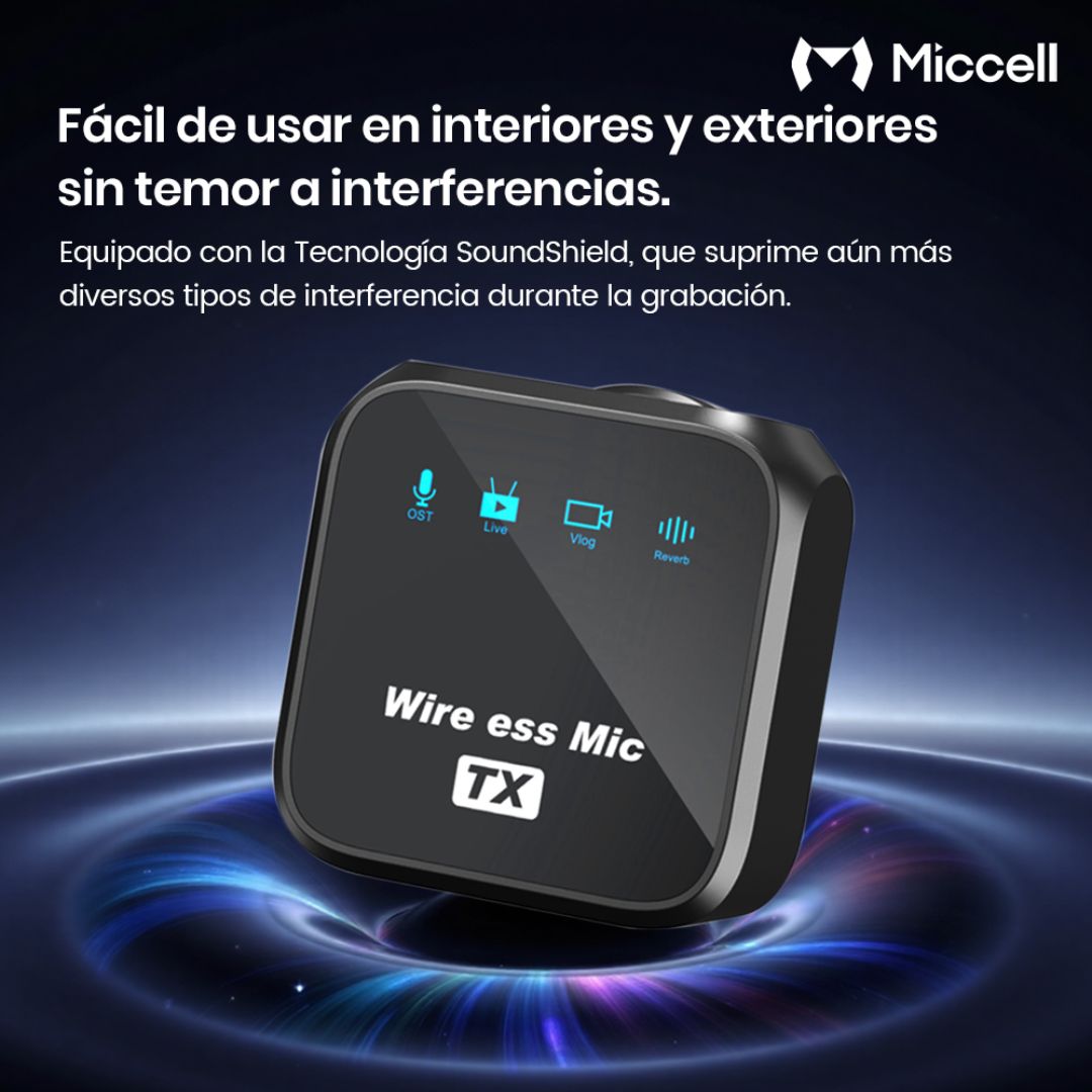 Micrófono Inalámbrico Lavalier para Celular Plug & Play Reducción de Ruido Miccell VQ-MC01
