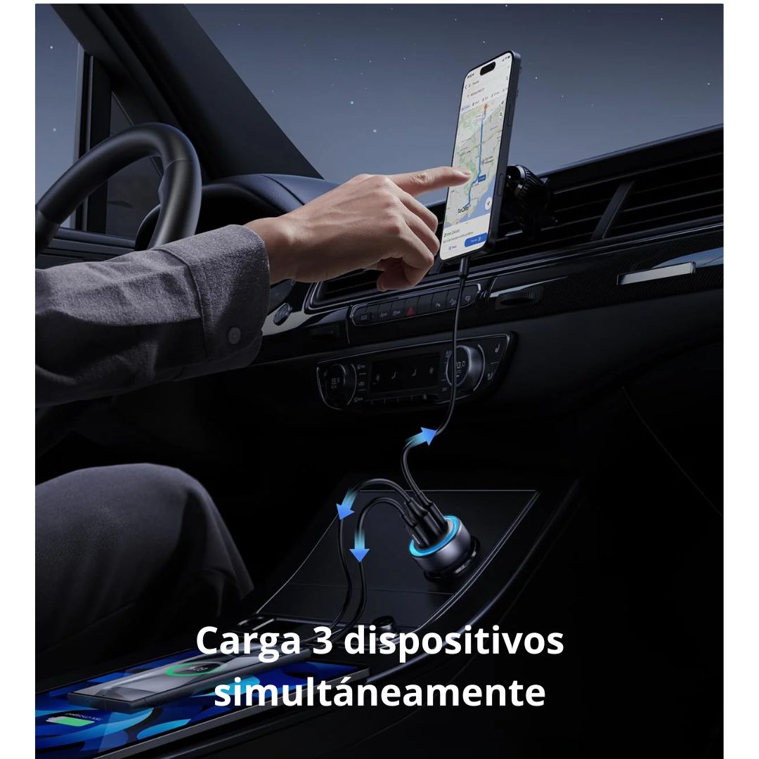 Cargador para Auto UGREEN 30W 3 Puertos 2 USB-C USB-A Carga Rápida PD
