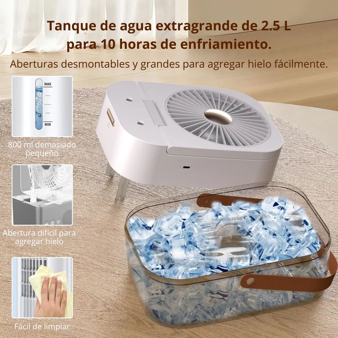 Ventilador Humidificador Portátil S1 con Nebulizador de Agua 2.5L USB y 3 Velocidades