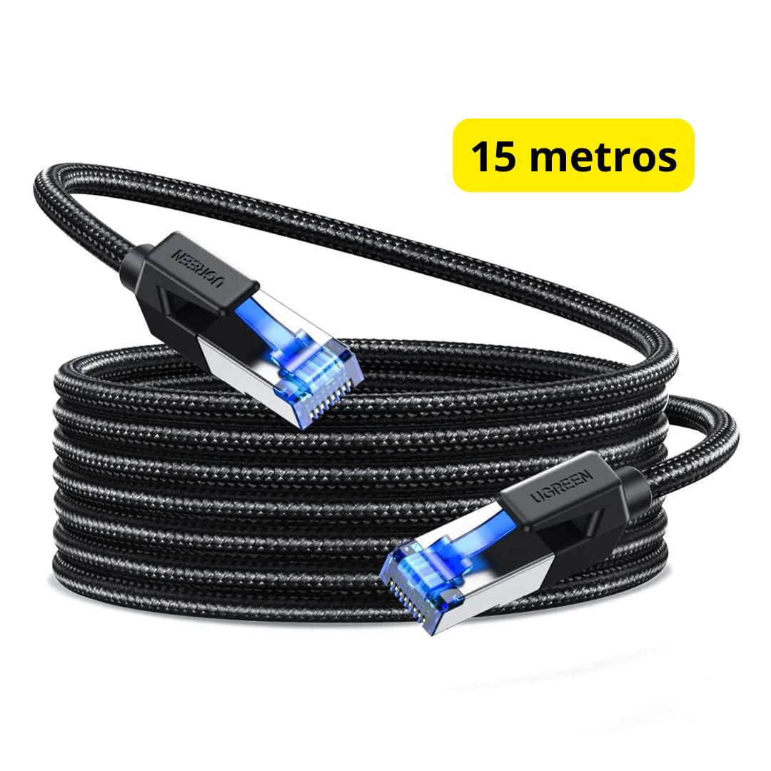 Cable Ethernet UGREEN Cat 8 15m 40Gbps 2000MHz RJ45 Blindado para Router PS5 y PC