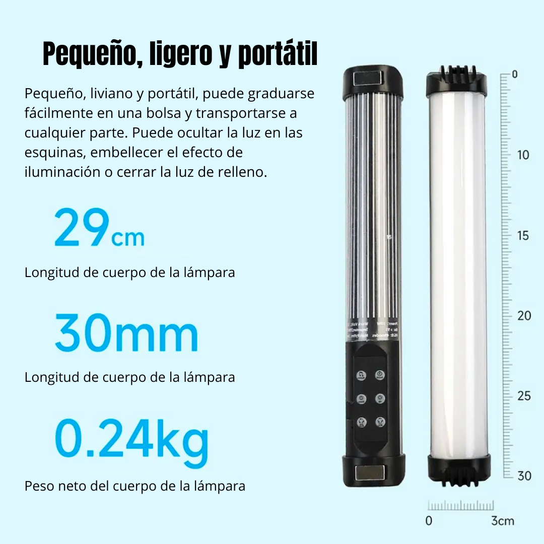 Lámpara RGB de Mano para Fotografía con 49 Modos y Control Musical