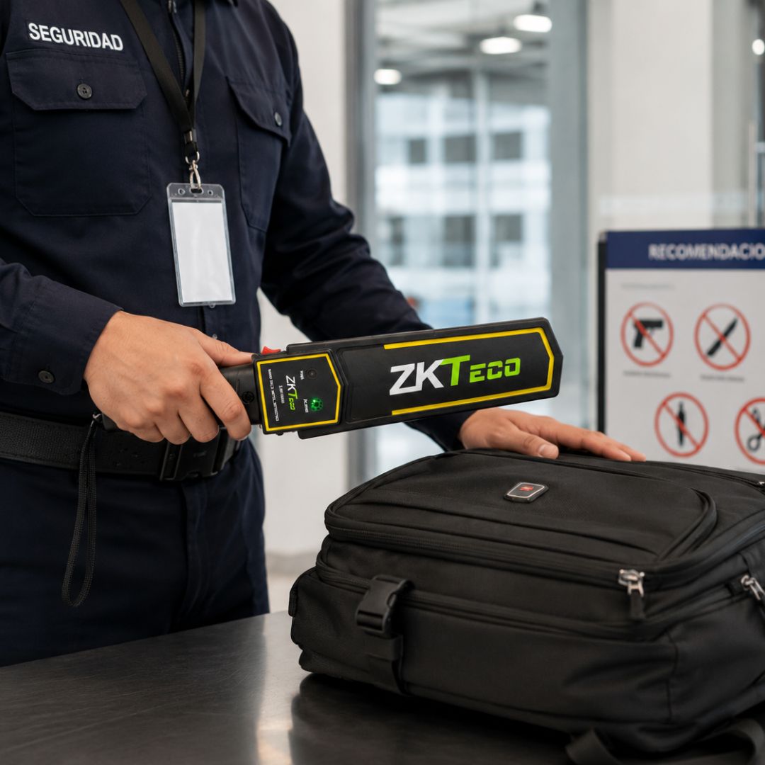Detector de Metales Portátil ZKTeco ZK-D100S para Seguridad con Alarma Sonora Vibración y Luz