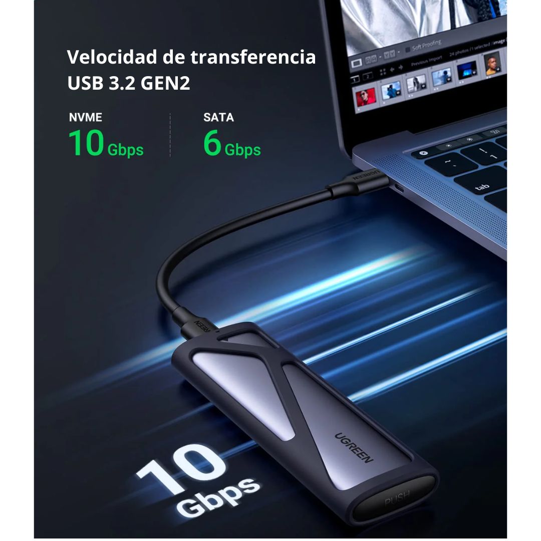 Carcasa UGREEN CM400 para SSD NVMe M.2 USB-C 10Gbps Aluminio