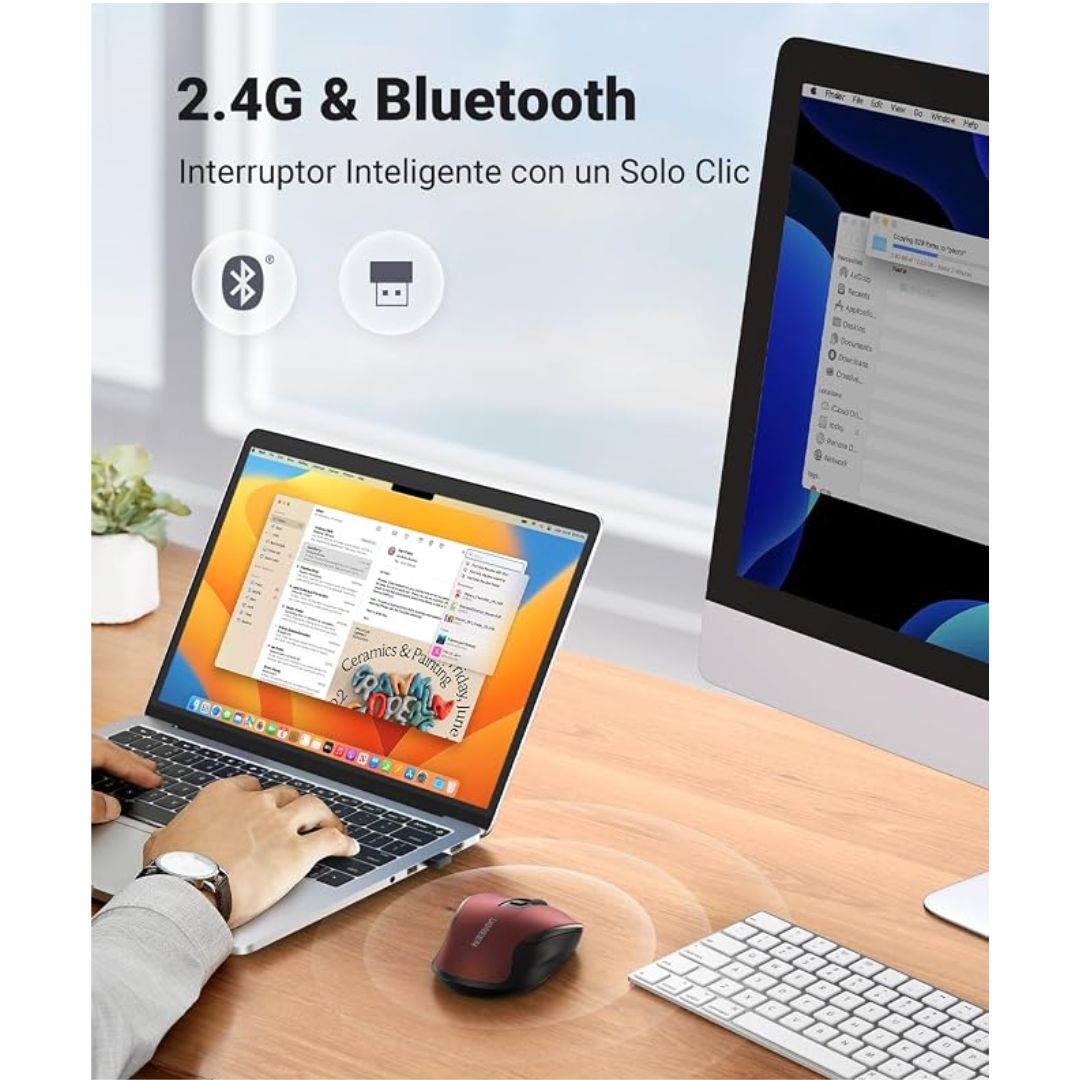 Mouse Inalámbrico UGREEN MU006 Bluetooth 2.4G 4000 DPI Silencioso