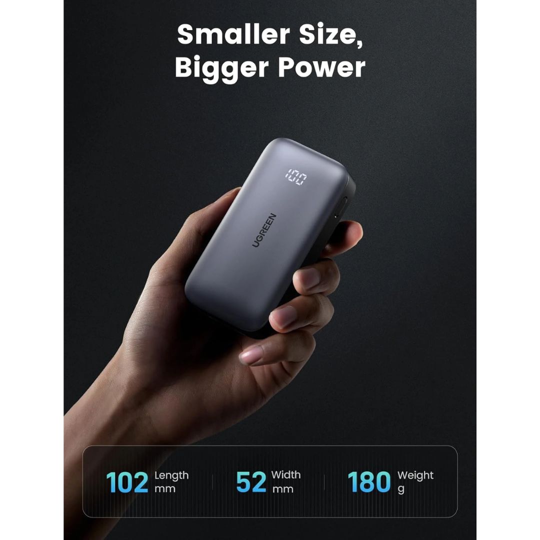Power Bank UGREEN Nexode PB502 10000 mAh Carga Rápida 30W PD USB-C con Pantalla TFT