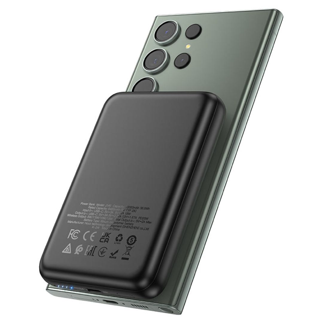 Power Bank Magnético Inalámbrico 10000 mAh Hoco J141 con Carga Rápida PD 20W USB-C