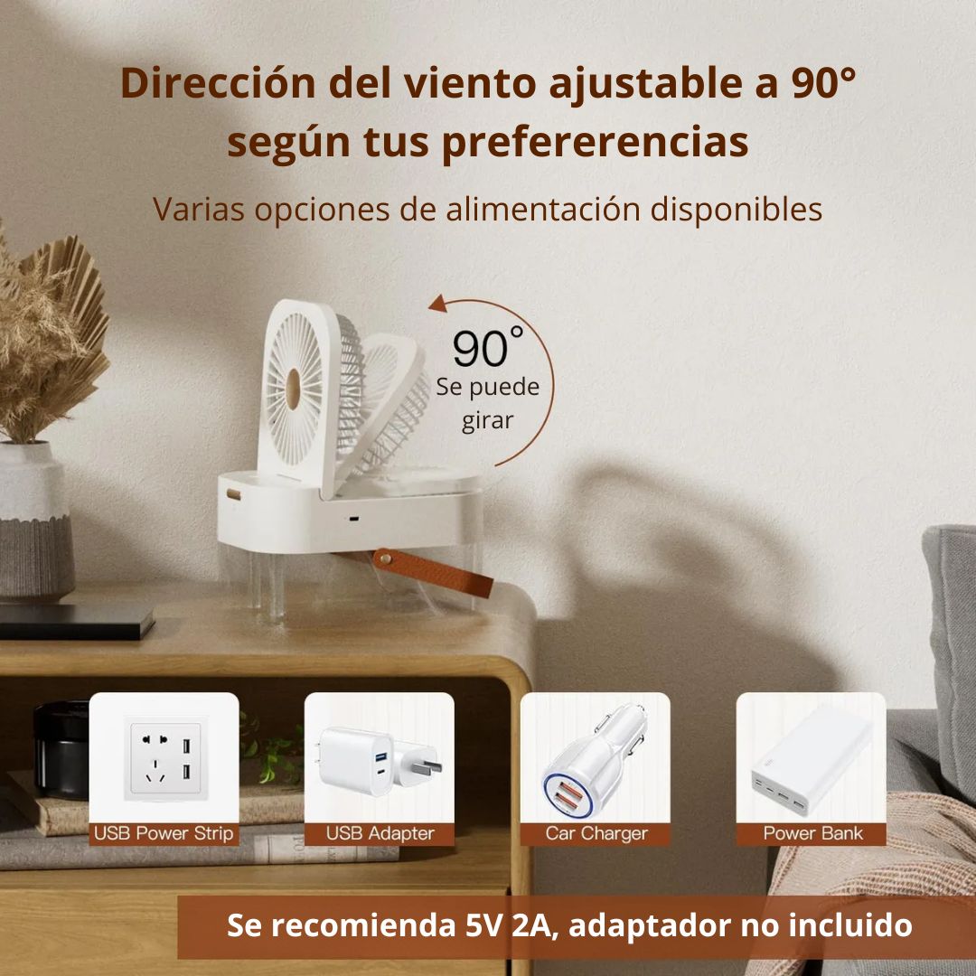 Ventilador Humidificador Portátil S1 con Nebulizador de Agua 2.5L USB y 3 Velocidades