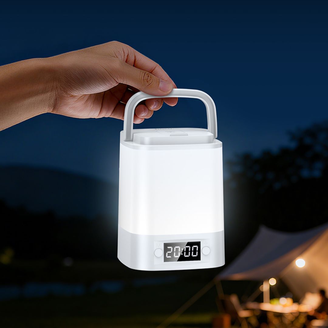 Lámpara LED Recargable Hoco HX15 con Reloj Digital 3 Tonos de Luz USB-C y Control Táctil