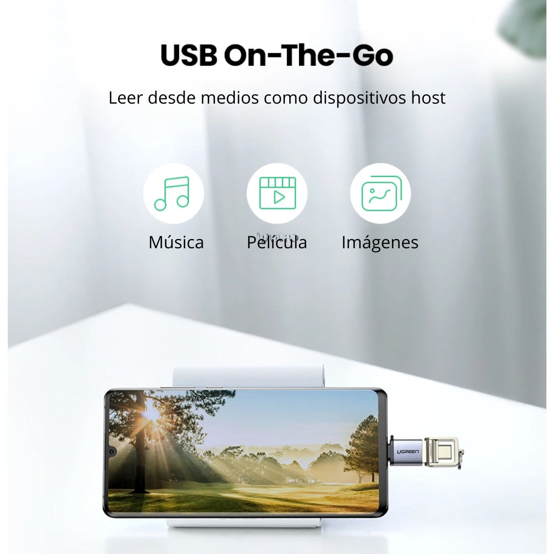Adaptador USB-C a USB 3.0 UGREEN US270 OTG 5Gbps Gris Espacial