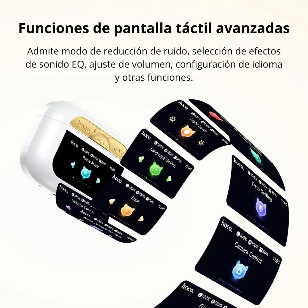 Audífonos Bluetooth Hoco EW88 TWS con ANC, Pantalla Táctil LCD y Bluetooth 5.4