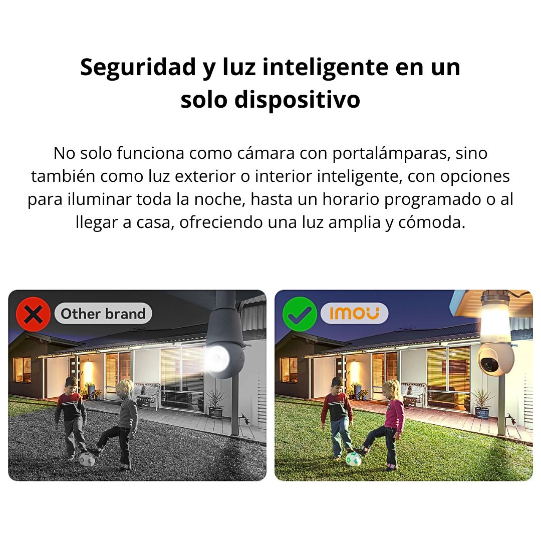 Foco Cámara WiFi IMOU Bulb Cam 3MP E27 360° con Visión Nocturna Color, Detección de Personas y Vehículos