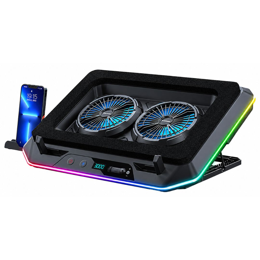 Cooler para Laptop DN-H640 con 2 Ventiladores LED Soporte para Celular y 7 Niveles