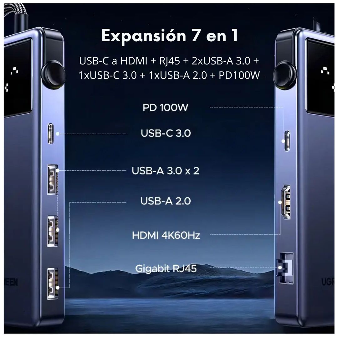 Hub USB-C 7 en 1 UGREEN CM888 HDMI 4K60Hz PD100W Ethernet