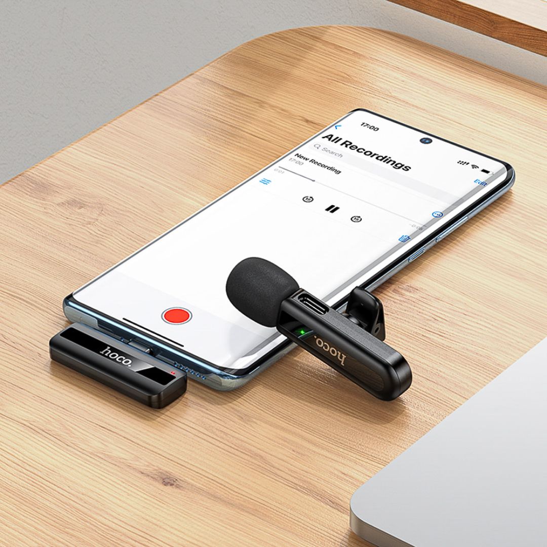 Micrófono Solapero Inalámbrico Hoco L20 Fair USB-C para Celular con Reducción de Ruido y Plug and Play