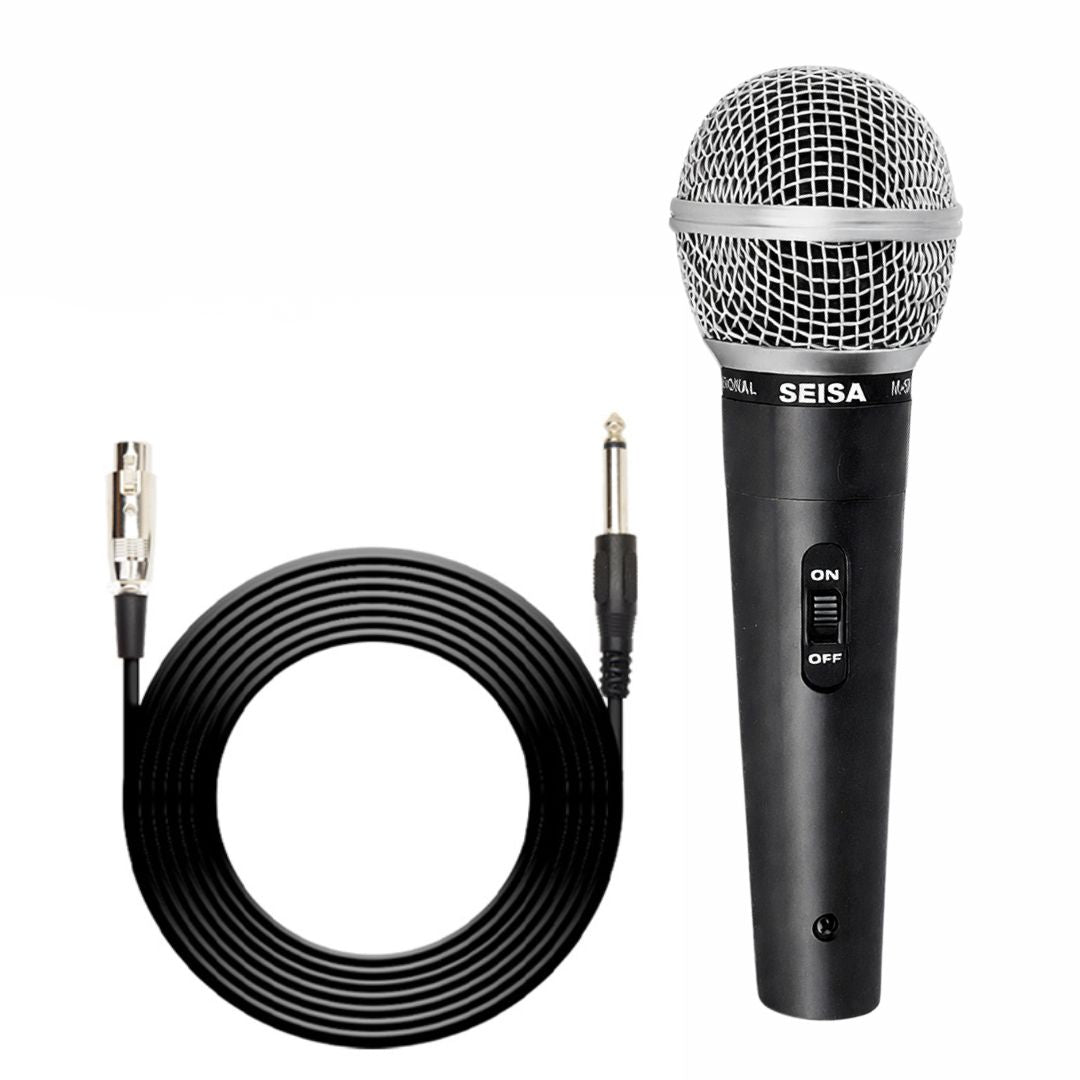 Micrófono con Cable Seisa M-58 Dinámico de Mano con Conector 6.5 mm para Karaoke y Amplificador