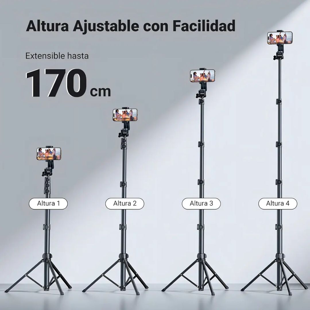 Trípode Selfie UGREEN LP680 de 1.8 m con Control Bluetooth para Celular y Streaming