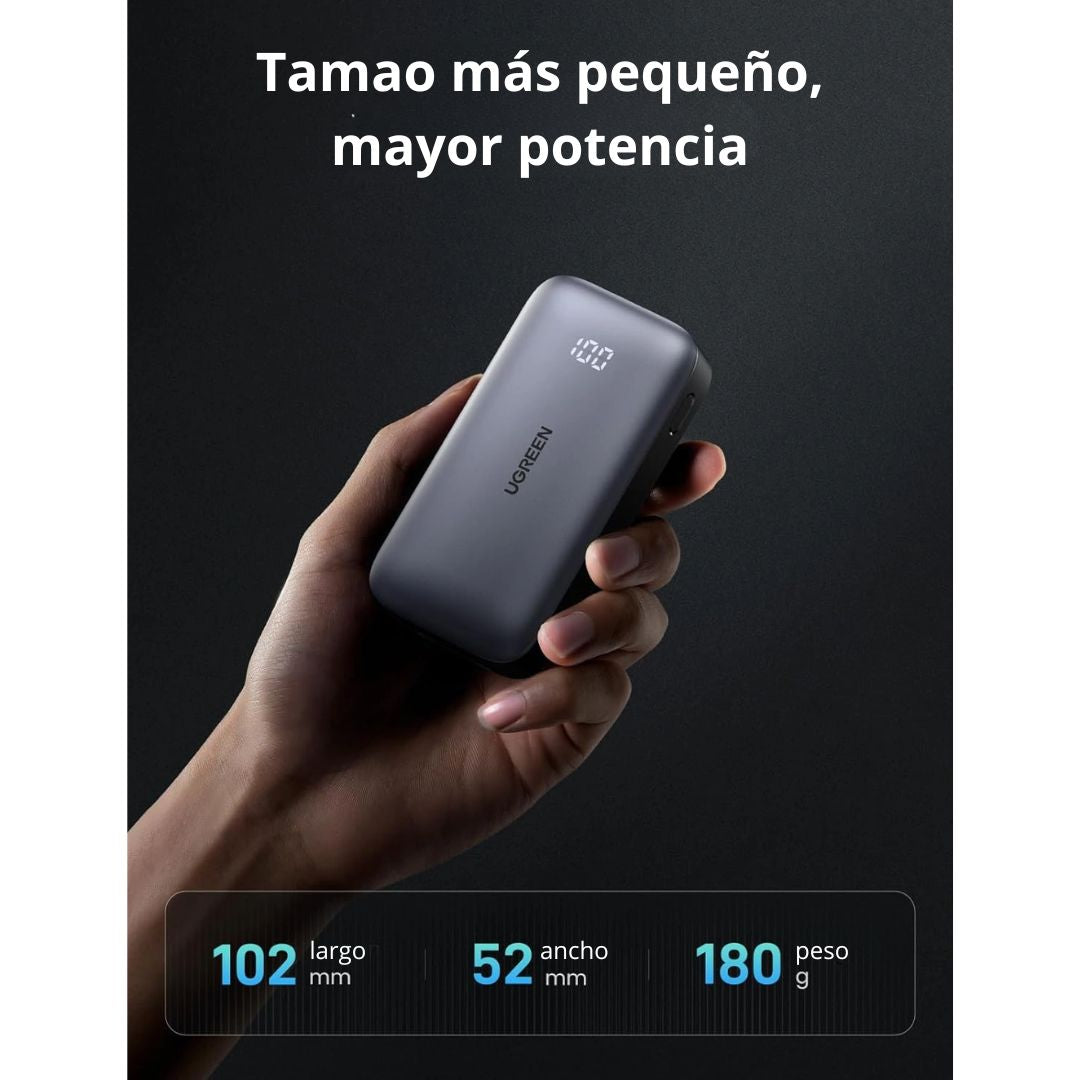 Power Bank UGREEN Nexode PB502 10000 mAh Carga Rápida 30W PD USB-C con Pantalla TFT