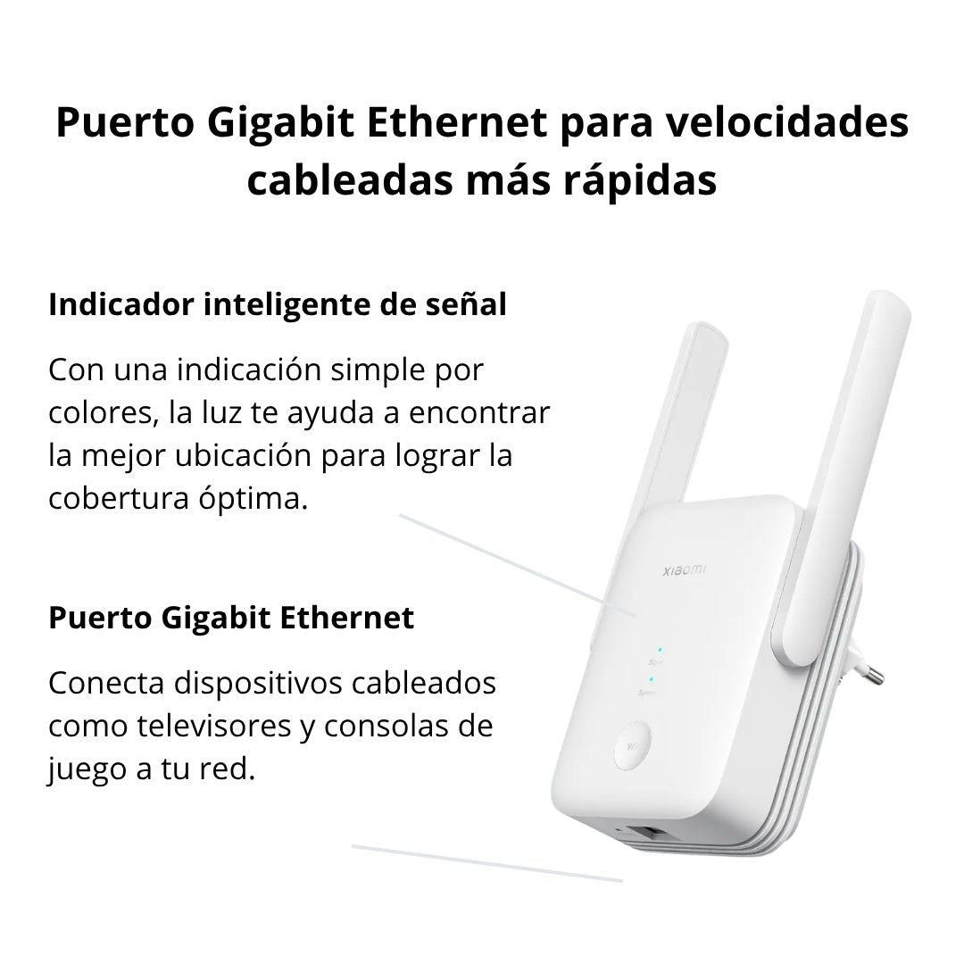Repetidor WiFi Xiaomi AX1500 WiFi 6 Dual Band EasyMesh Gigabit 1500Mbps