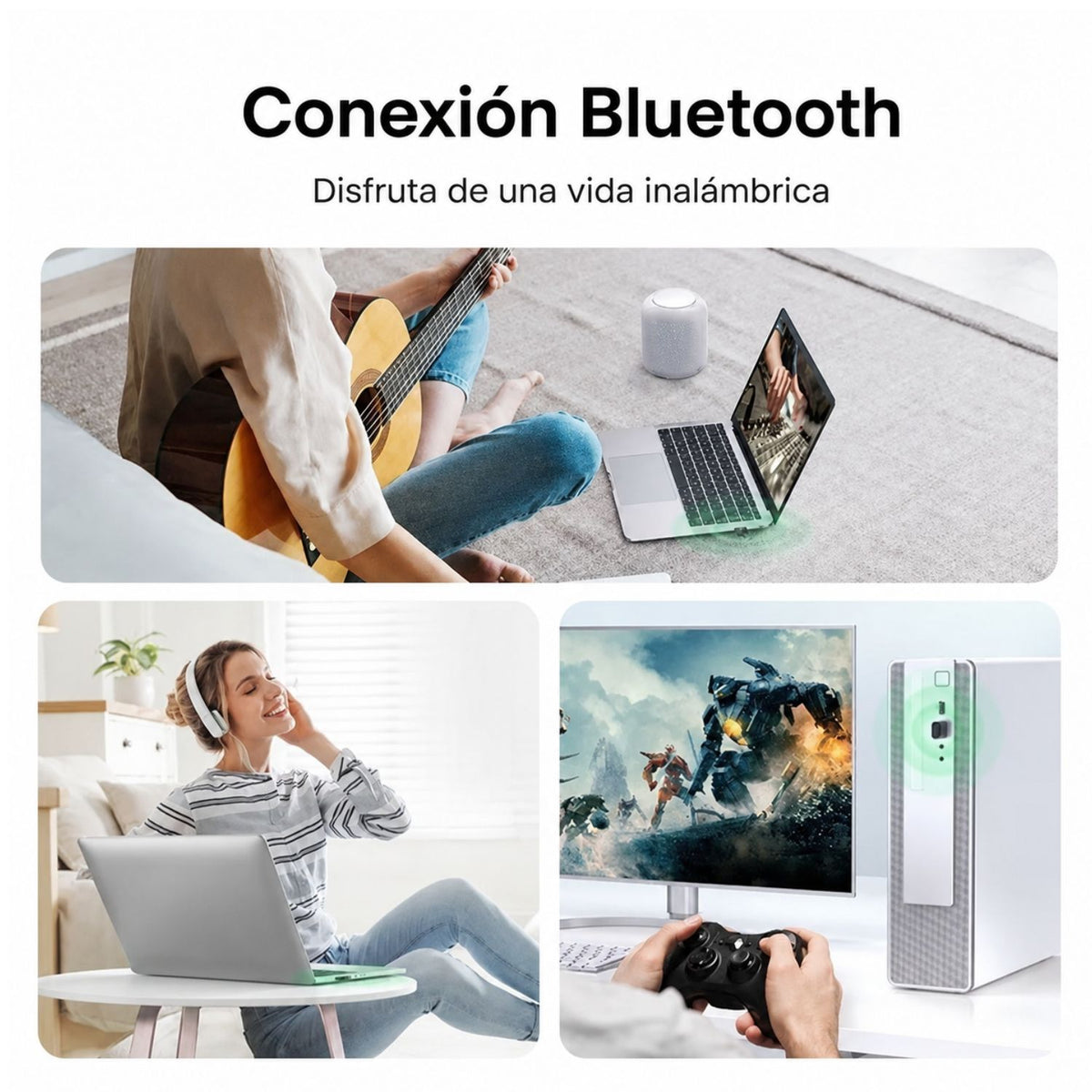 Adaptador Bluetooth 5.3 UGREEN CM591 USB para PC Laptop con Alcance de 20 m