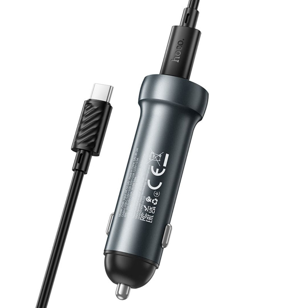 Cargador para Auto Hoco Z54A 48W USB-C PD 30W USB-A 18W con Cable Tipo C