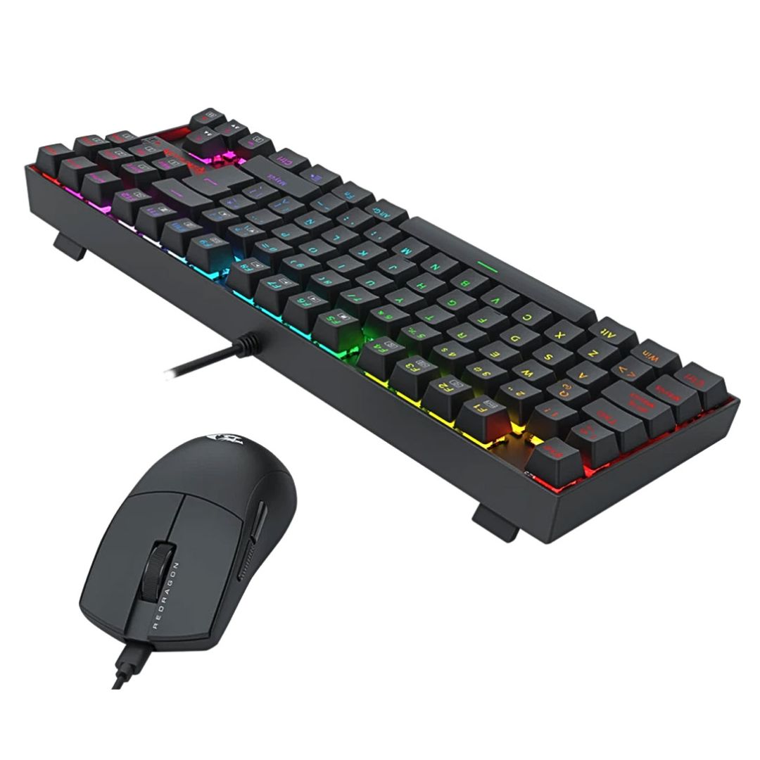 Combo Gamer Redragon S145 Teclado Mecánico RGB y Mouse 12400 DPI con Cable para PC