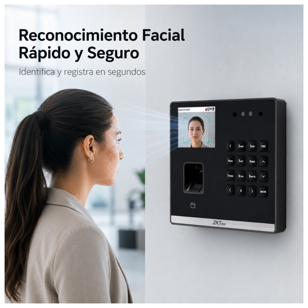 Control de Asistencia ZKTeco SenseFace M2F-LR Facial Huella RFID con Control de Acceso