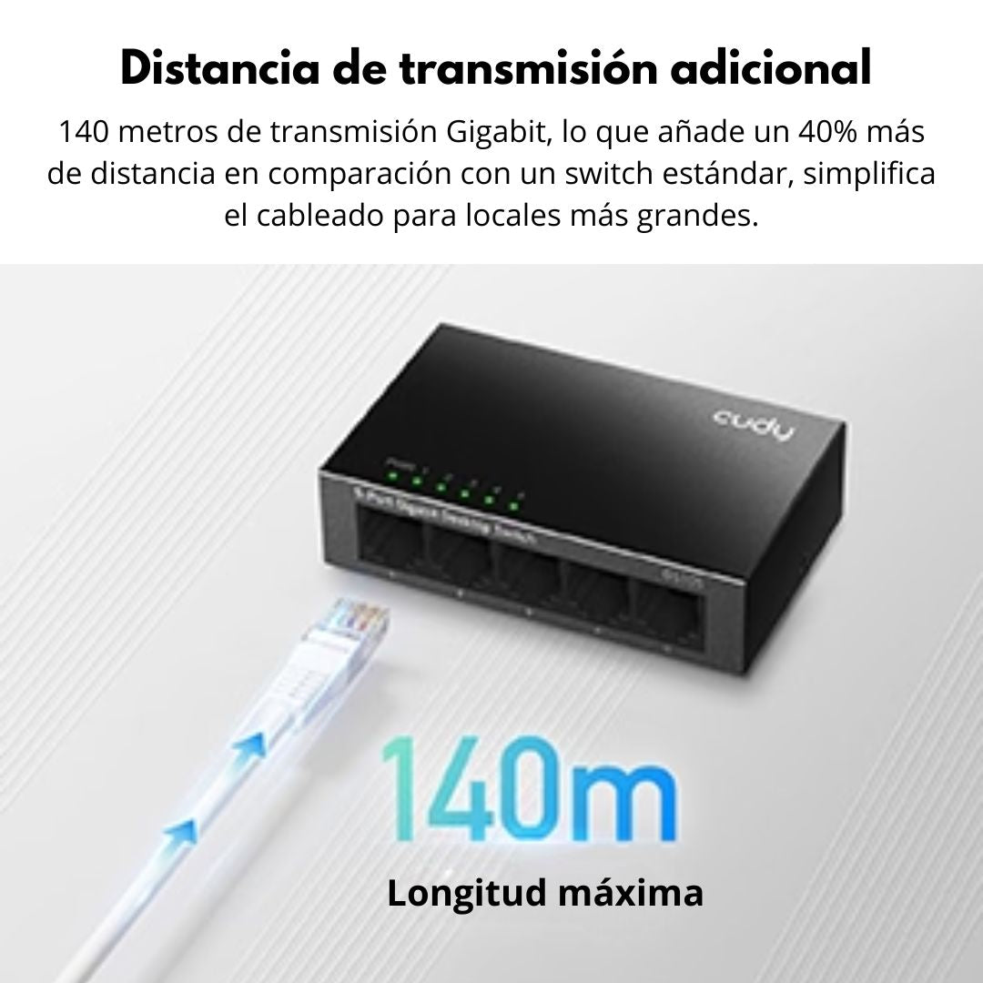 Switch de Red Gigabit Ethernet Cudy GS105 5 Puertos Metálico