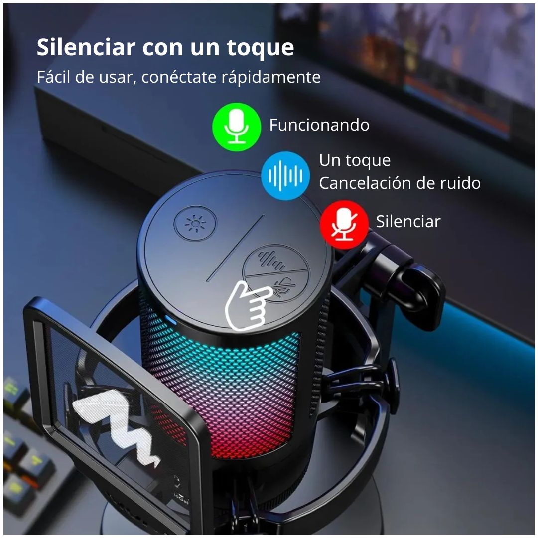 Micrófono Gamer Maono DGM20 USB-C RGB con Cancelación ENC