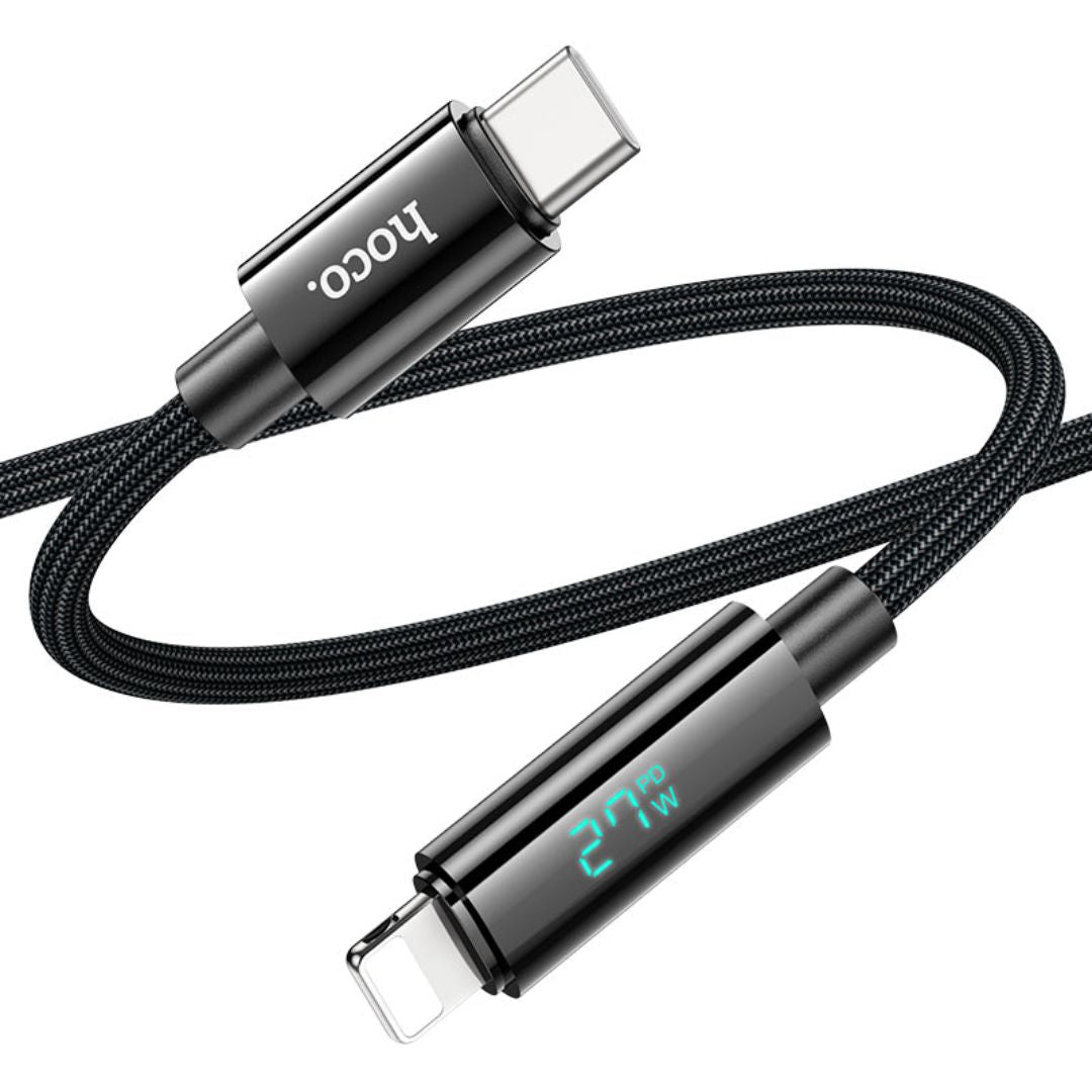 Cable Tipo C a Lightning Hoco U125 Benefit 27W PD para iPhone con Pantalla Digital LED