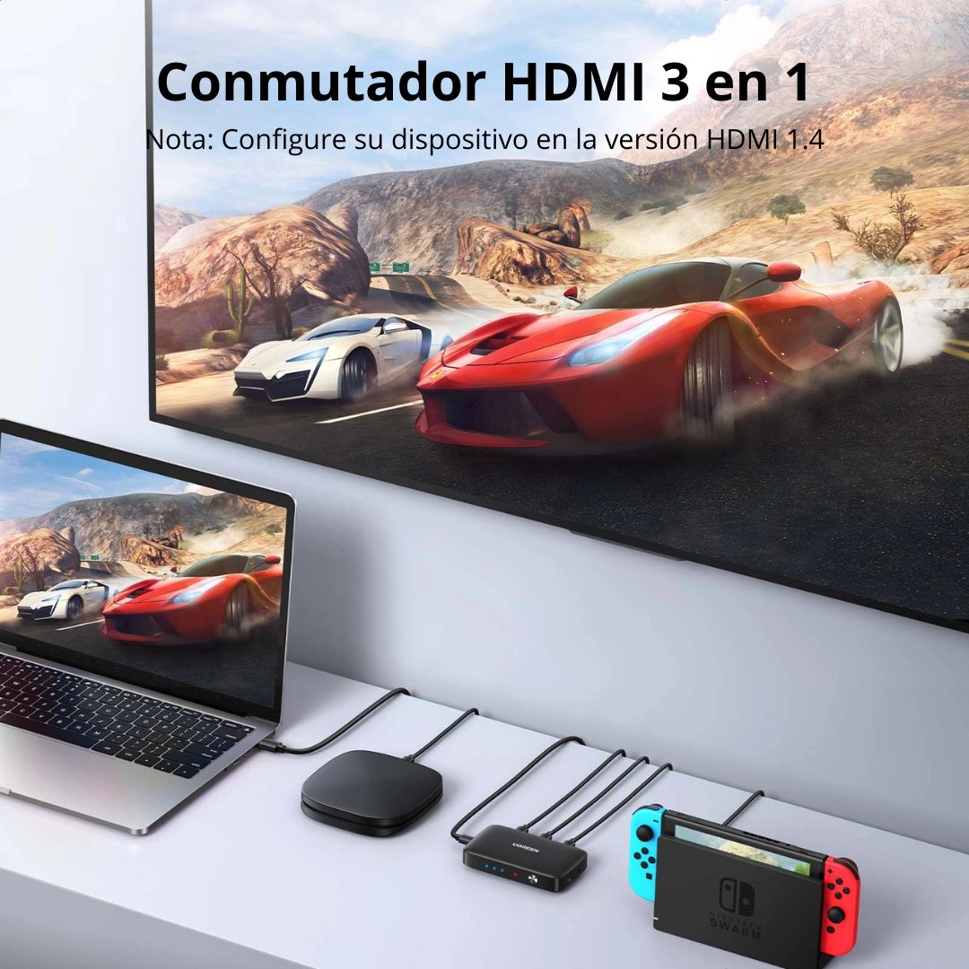 Switch HDMI UGREEN CM332 3 Entradas 1 Salida 4K 30Hz con Control Remoto