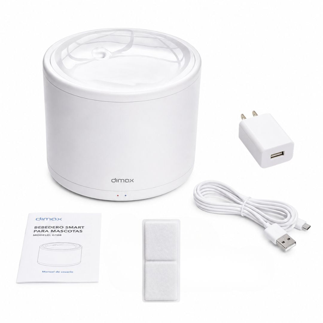 Bebedero Inteligente para Mascotas Dimax G108 WiFi 2L con App y Filtro UV