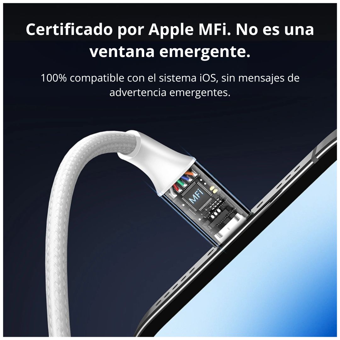 Cable USB-A a Lightning UGREEN US199 1m MFi 2.4A Trenzado 2.4A para iPhone y iPad