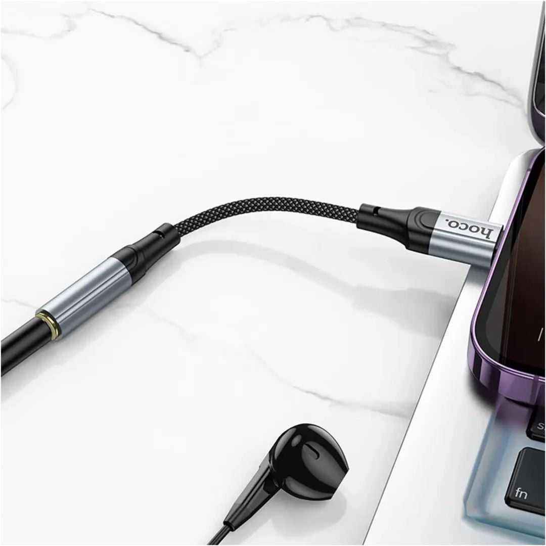 Adaptador Lightning a Jack 3.5mm Hoco LS36A para iPhone Audífonos y Llamadas