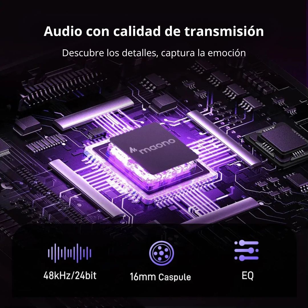 Micrófono Gamer Inalámbrico Maono DM40 Pro RGB USB-C con Brazo y Reducción de Ruido
