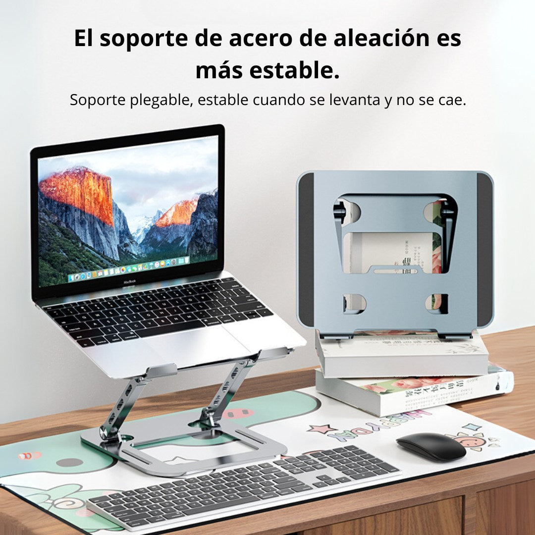 Soporte Metálico para Laptop 10–17″ Ajustable con Doble Eje 180° y Altura 4.5–30 cm