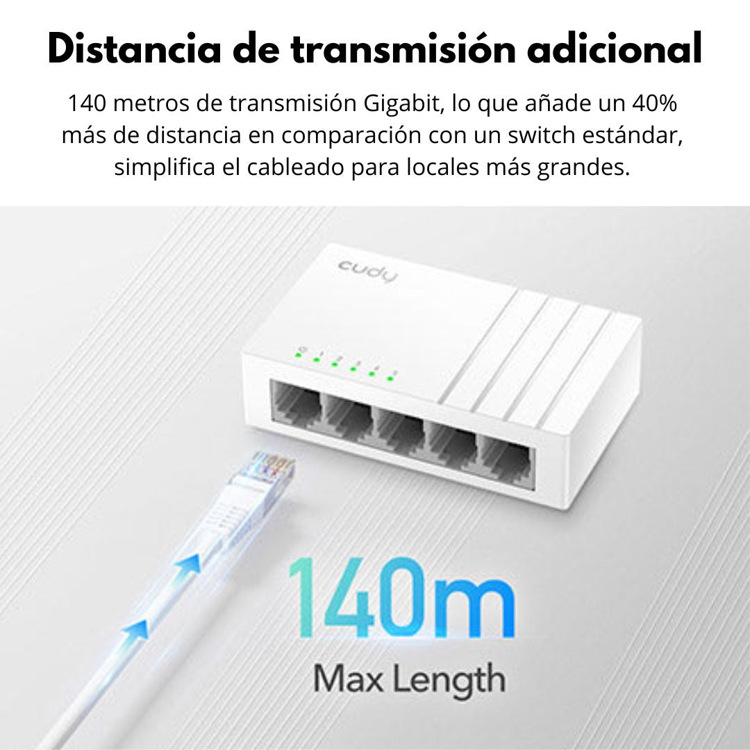 Switch de Red Gigabit Cudy GS105U 5 Puertos RJ45 USB-C