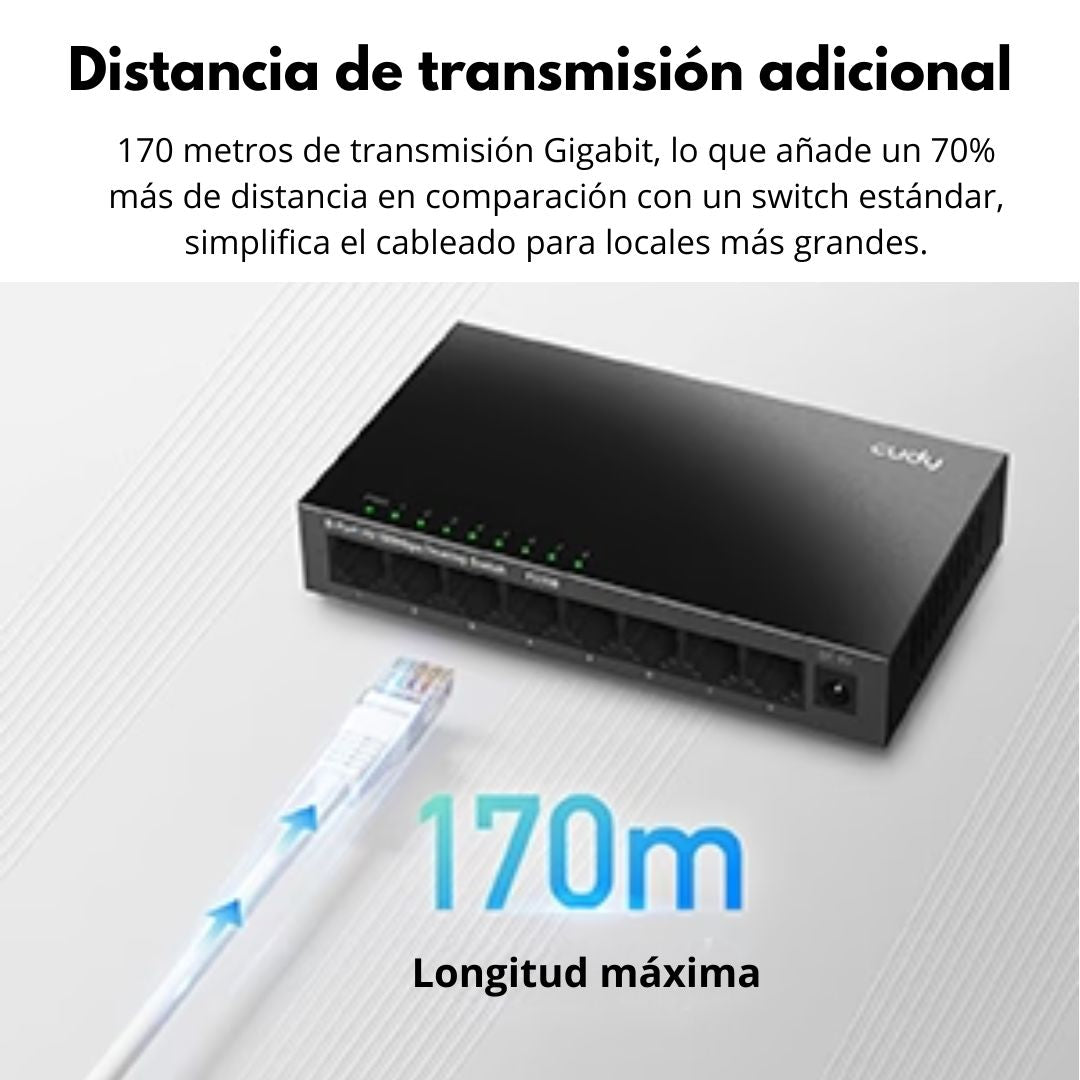 Switch de Red Gigabit Ethernet Cudy GS108 8 Puertos RJ45 Metálico