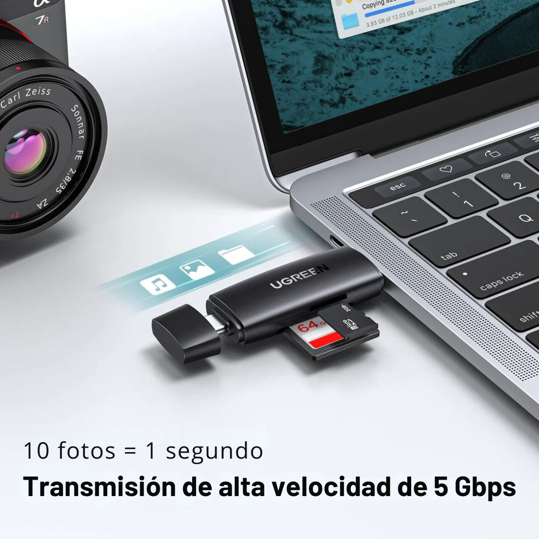 Lector de Tarjetas SD y MicroSD UGREEN CM304 USB-C USB 3.0 para Celular y Laptop