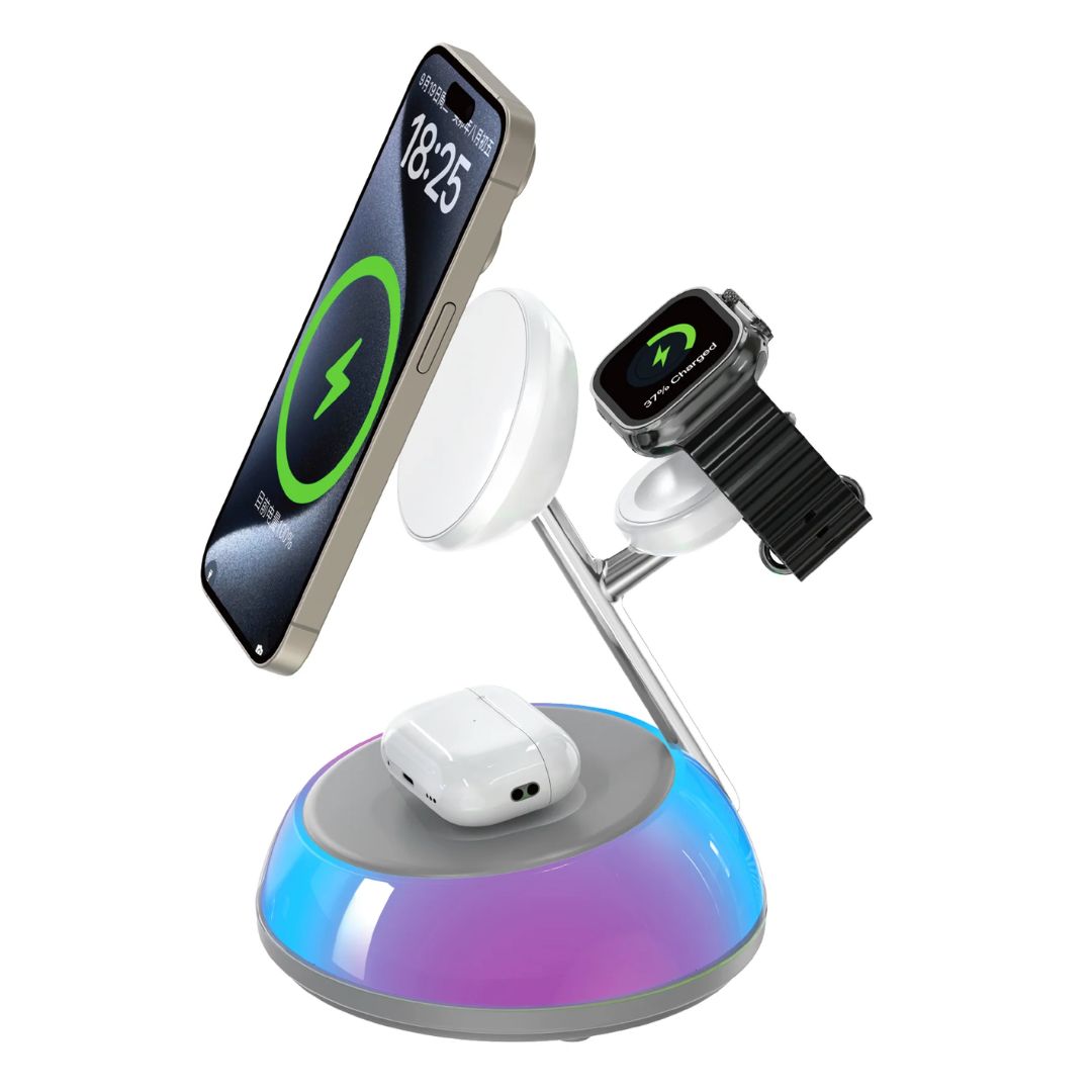 Cargador Inalámbrico 3 en 1 WIWU Aurora Qi2 22.5W