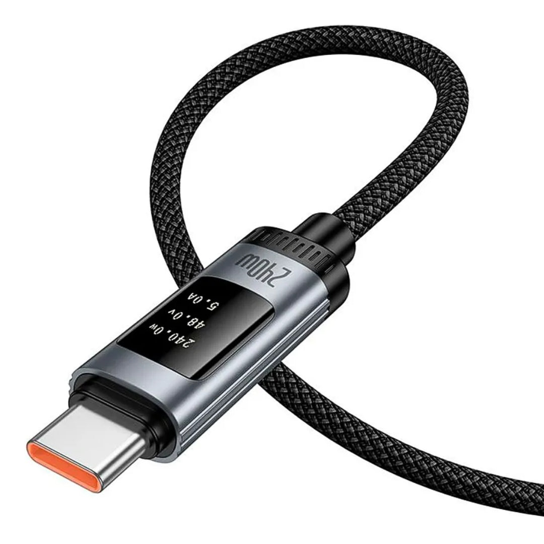 Cable Tipo C a Tipo C Hoco U148 240W con Pantalla Digital OLED y Carga Rápida