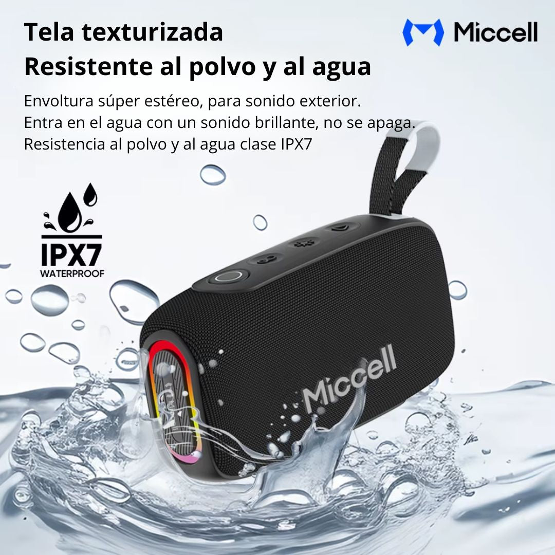 Parlante Bluetooth 20W Bass Boost IPX7 Luces RGB Batería 3000mAh Miccell VQ-SP55