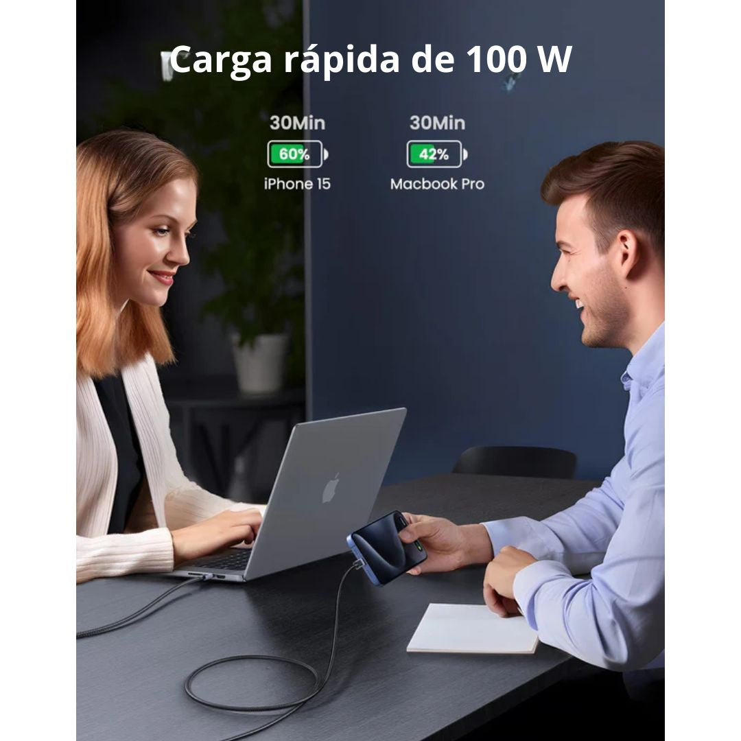 Cable USB-C a USB-C UGREEN 100W 5A Power Delivery 2 Metros Carga Rápida L512