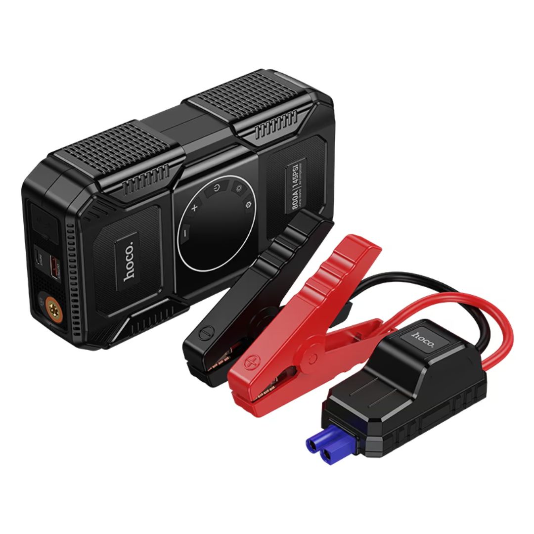 Arrancador de Batería Hoco QS6 800A con Inflador de Llantas 145 PSI y Power Bank 8000mAh