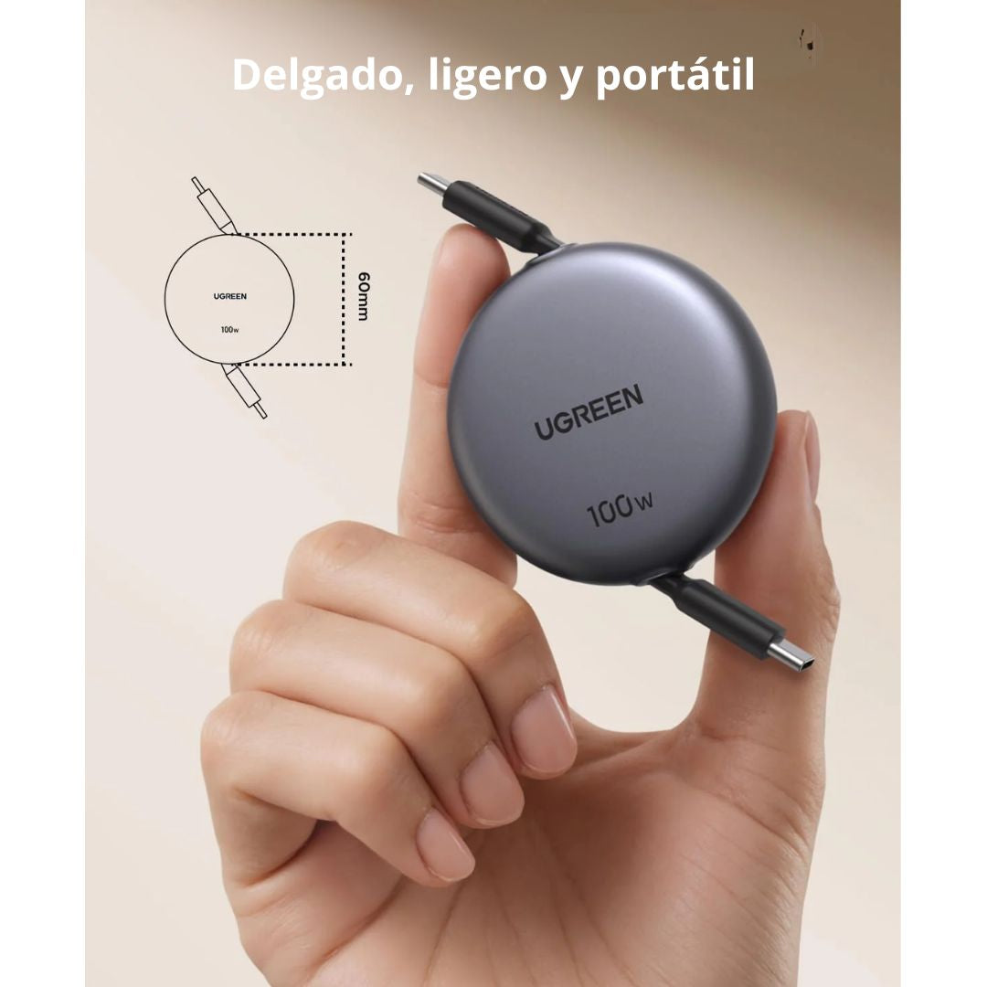 Cable USB-C a USB-C Retráctil UGREEN Nexode L531 100W 1m con Carga Rápida PD