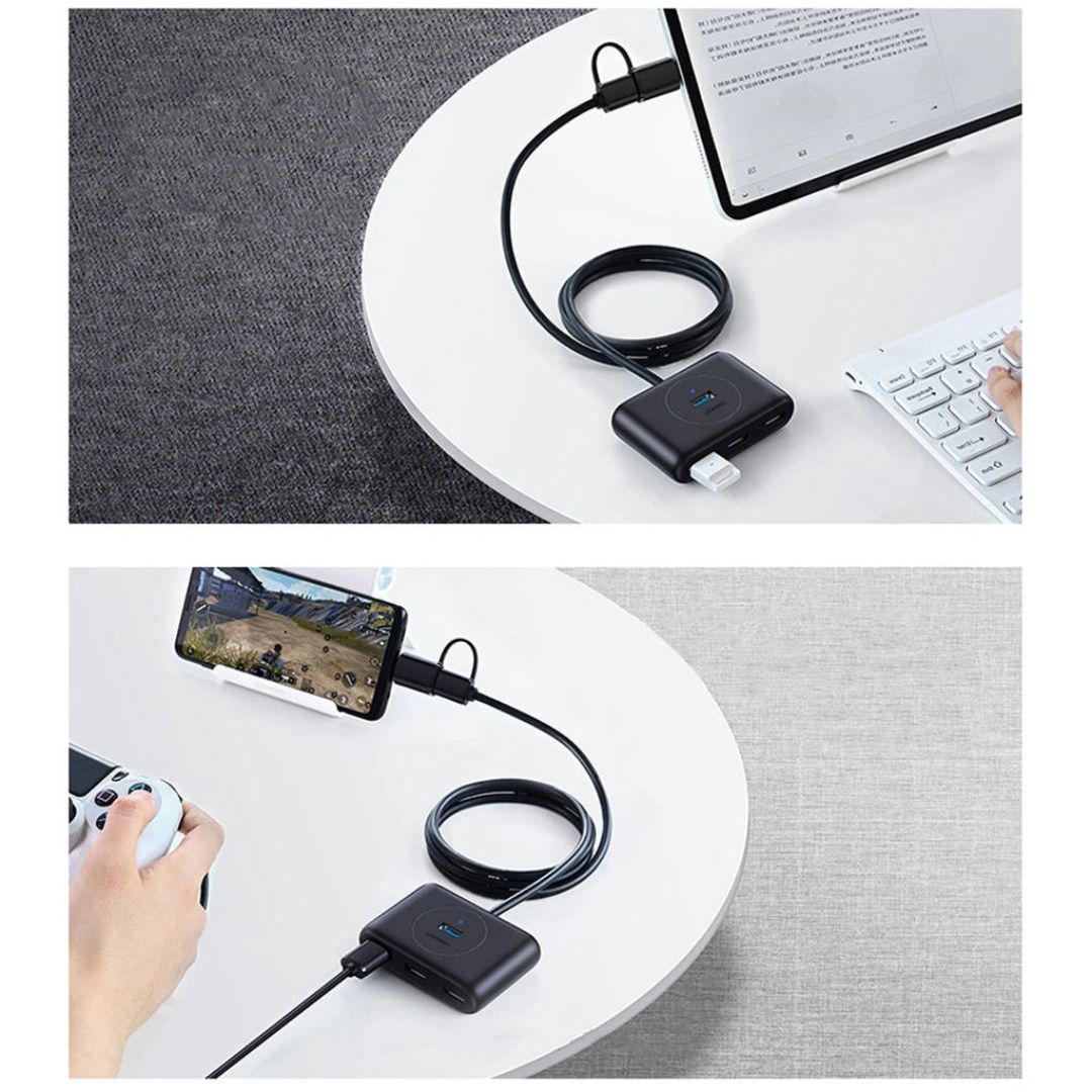 Hub USB 3.0 UGREEN CR113 de 4 Puertos con Adaptador USB-C y Cable de 1 Metro