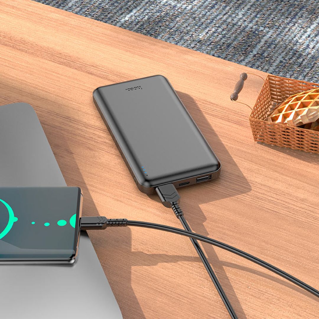 Power Bank 10000 mAh Hoco J100 con Pantalla LED Doble USB y Entrada USB-C Micro USB